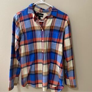 J. Crew women's button shirt size 4 boyfriend plaid long sleeve black label
